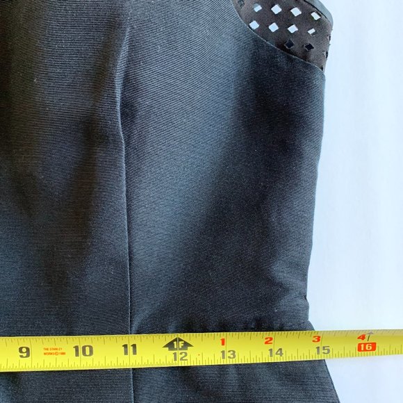 J. Crew | Black Perforated A-line Box Pleats Party Cocktail Dress sz 6 - Picture 8 of 12